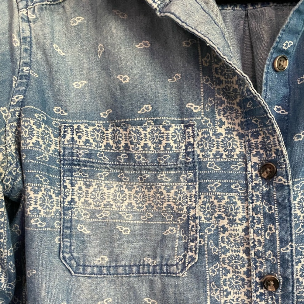 Boho Denim Long Sleeve Button Down Shirt/Blouse Medium - Picture 3 of 11